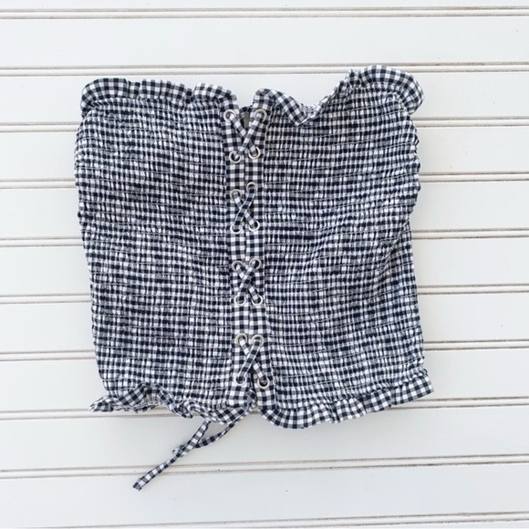 Express Black and White Sleeveless Bustier Top - Picture 2 of 6